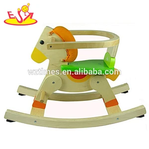 Wholesale beautiful wooden rocking horse toy have a backrest for baby W16D033