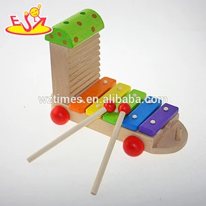 Wholesale interesting children wooden musical instrument train toy bring fun W07A087