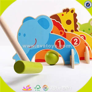 wholesale new cute kids wooden golf toy,Lovely animal design wooden golf toy,Top quality funny wooden golf toy W01A066