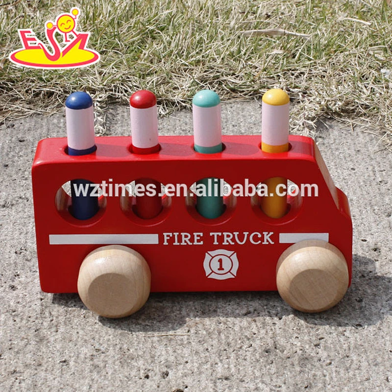 wholesale most popular children's wooden toy bus cheap kids wooden toy bus W04A257