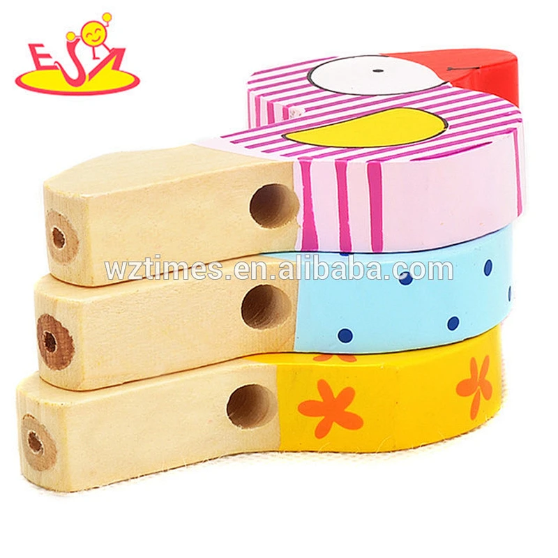 Wholesale lovely customize wooden bird whistle toy bring fun for children W07E004