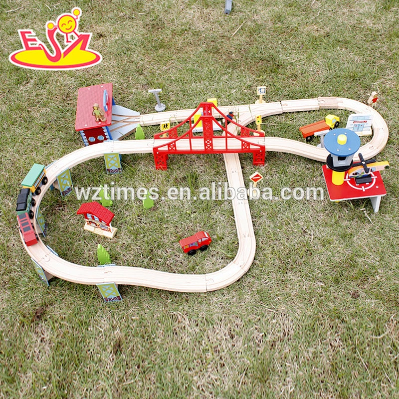 2018 hot sale children wooden rail cars game toy W04C054