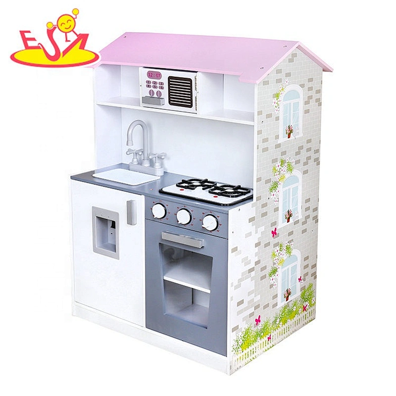 2019 New design 2 in 1 miniature wooden dollhouse kitchen for children W06A374