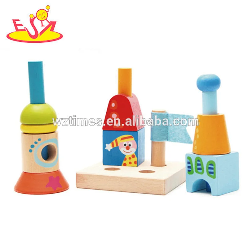 Hochwertige farbige Holzbausteine ​​für Kinder W13A146