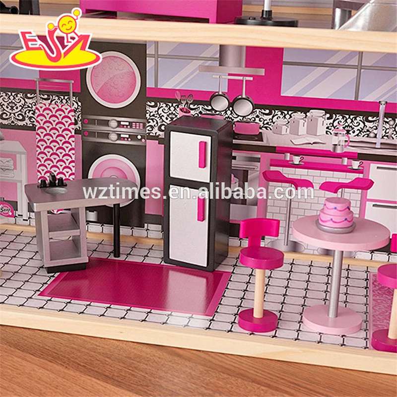 Wholesale modern style kids wooden doll house toy fashionable baby wooden doll house toy W06A222