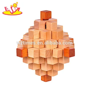 Wholesale high quality wooden unlocked cube puzzle toy for adults W11C034