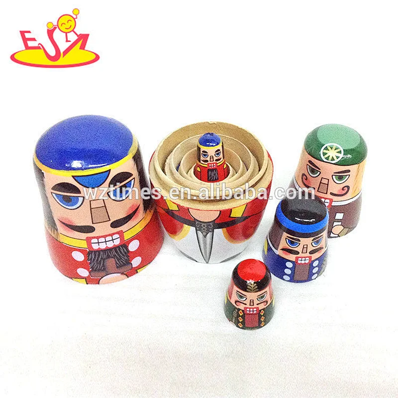 2018 Wholesale cheap nesting doll sets best wooden crafts gifts for kids W06D094