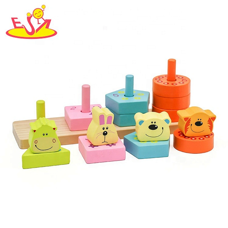 2019 New fashion geometric wooden shape sorter for baby stacking W13D226