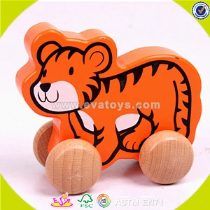 wholesale children wooden pull cart toy, fashion design red wooden pull cart toy, popular cute wooden pull cart toy W05B080