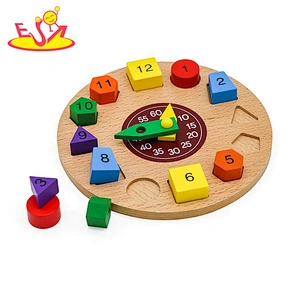 2019 New sale early learning wooden clock puzzle for kids W14K055