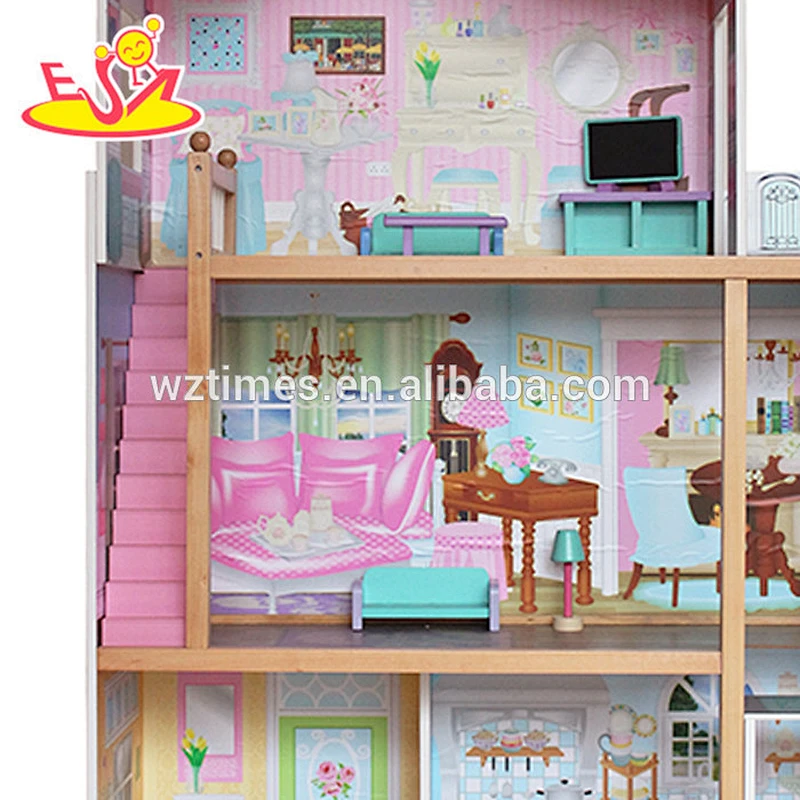 2018 Venta al por mayor mejor tres pisos de madera moderna casa de muñecas W06A247