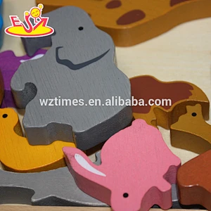 2018 wholesale kids wooden animal jigsaw puzzles funny toy children wooden animal jigsaw puzzles W14A158
