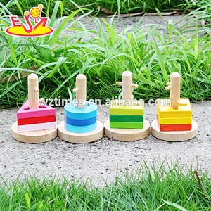 Großhandel hot baby holz stapeln geometrische blöcke spiel neue mode kinder holz stapel geometrische blöcke spielzeug