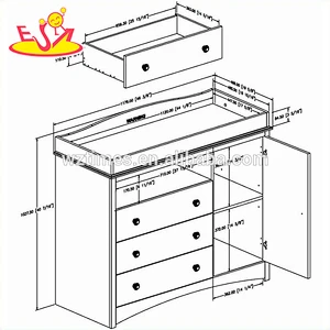 2018 New arrival safety wooden baby changing table with drawers W08C120