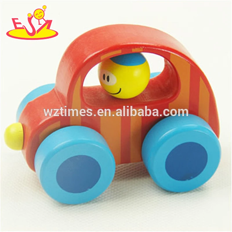 wholesale Hot promotional colorful wooden baby toy car Best sale top grade wooden mini toy car baby car toys W04A178A