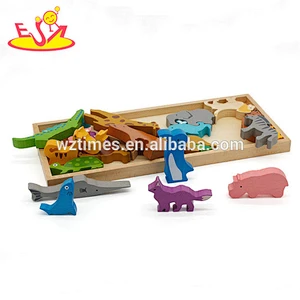 Wholesale intellectual wooden toy 3d puzzle animal for 18 months old baby W14D056
