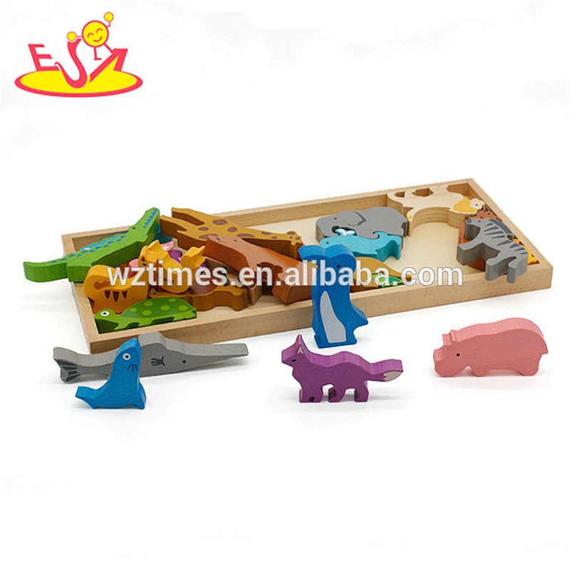 Wholesale intellectual wooden toy 3d puzzle animal for 18 months old baby W14D056