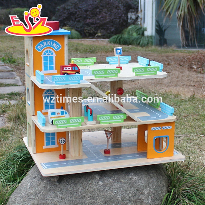 2018 wholesale toddlers wooden toy car parking garage new design kids wooden toy car parking garage W04B049