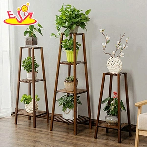 Top sale decorative 2 ties wooden plant pot and stand in brown W08H113