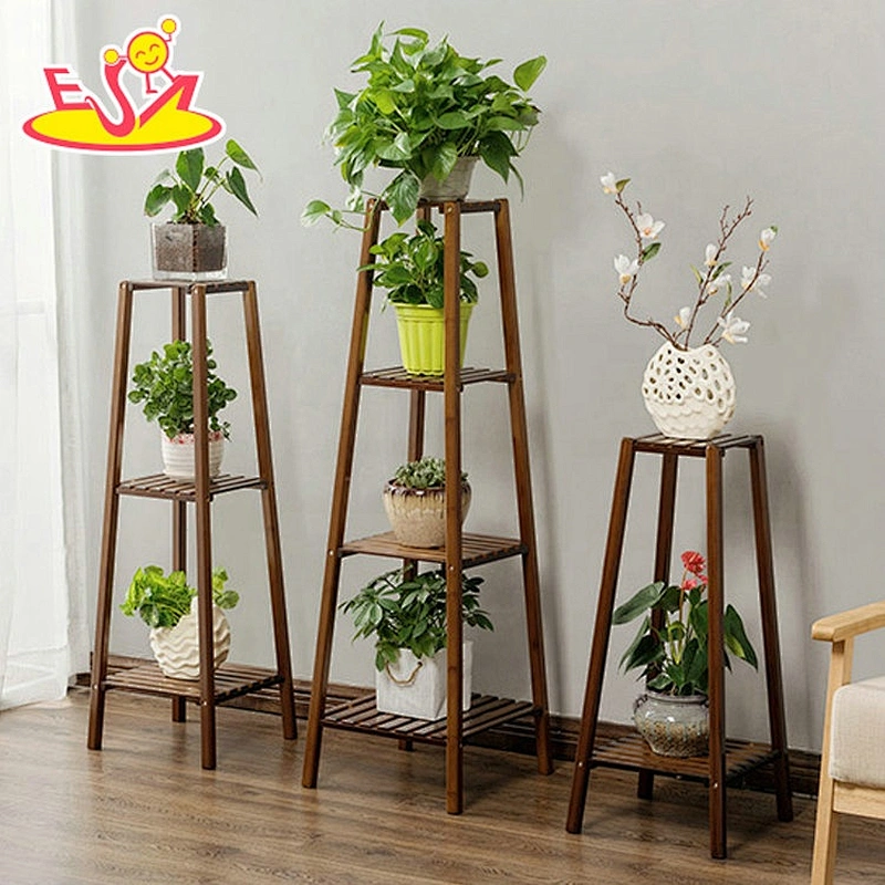Top sale decorative 2 ties wooden plant pot and stand in brown W08H113