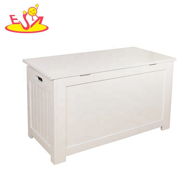New arrival white portable kids wooden toy box with lid W08C278