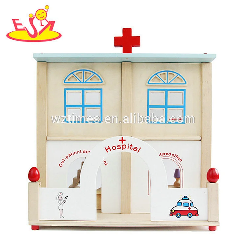 Großhandel aus Holz Krankenhaus Spielzeug für Kinder enthält Puppen und Möbel W06A285