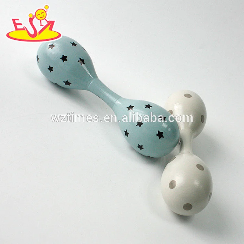 Wholesale hot sale hand painted maracas wooden children hand shaker W07I130