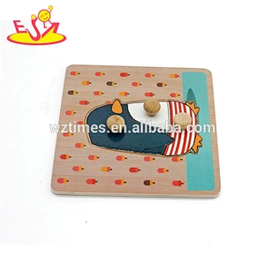 Wholesale lovely kindergarten toy wooden animal shape peg puzzle toy for kids W14M104