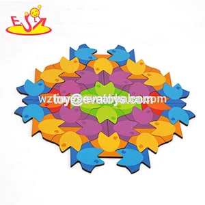 2018 Wholesale funny puzzle toys wooden mini jigsaw puzzle for preschool W14A185