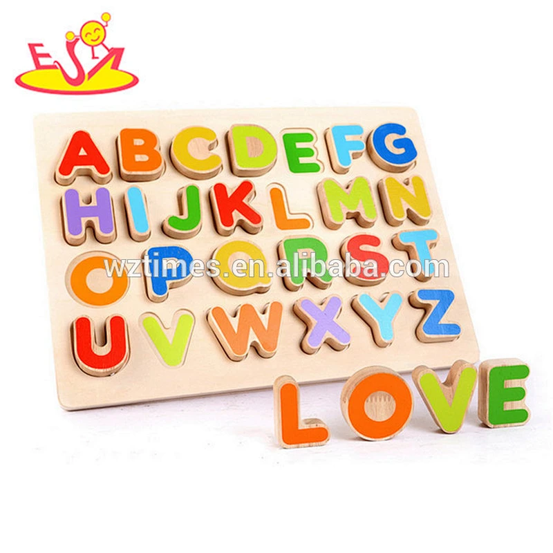 Hölzernes Buchstabepuzzlespielzeug des englischen Englischhilfsmittels für Kinder W14B080