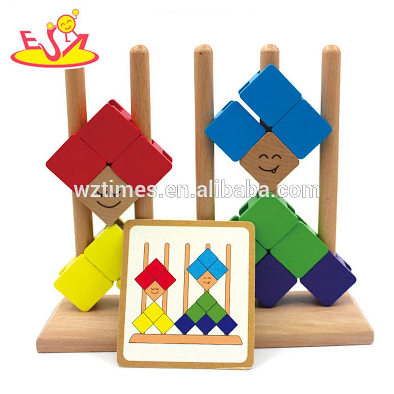 Wholesale interesting wooden building blocks toy special kids wooden building blocks toy colorful building blocks toy W13D097