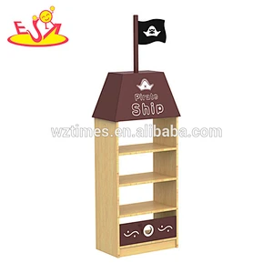 Wholesale nursery school storage shelf wooden playroom storage top fashion children wooden playroom storage W08C186
