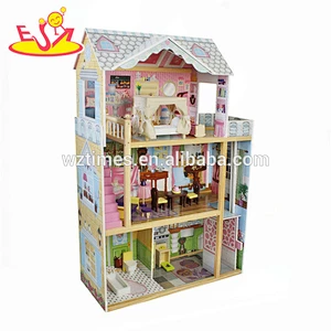 Populäres dreigeschossiges hölzernes Mädchen Puppenhausspielzeug für Babys Rollenspielspiel W06A247