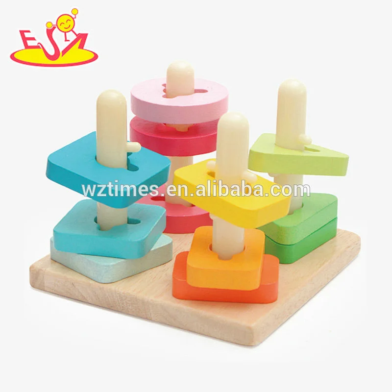 Educational geometry wooden kids blocks with different shape W13D155
