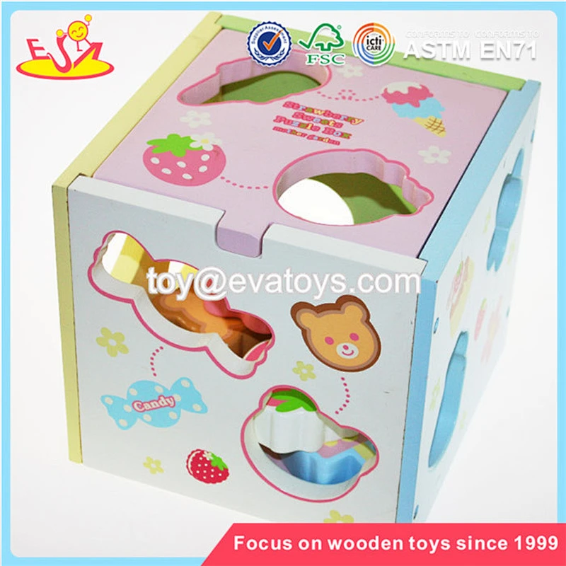 Wholesale lovely style newest wooden shape sorting blocks box toy for baby W12D020