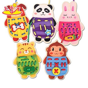 New arrival early development wooden lacing toys for toddlers W11E112