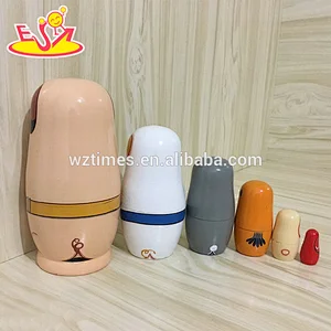 2018 Wholesale cheap matryoshkas interesting nesting dolls wooden for kids W06D100