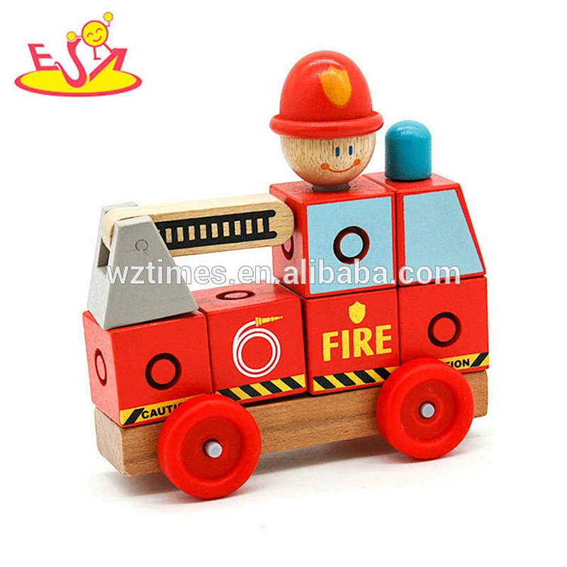 Wholesale red creative mini wooden cart toy bring fun for toddler W04A348