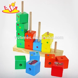 Wholesale lovely funny wooden cartoon stacking blocks toy interesting cartoon stacking toy W13D066