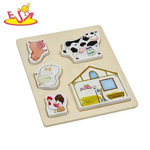 2019 wholesale educational wooden farm animals puzzle for kids W14D077
