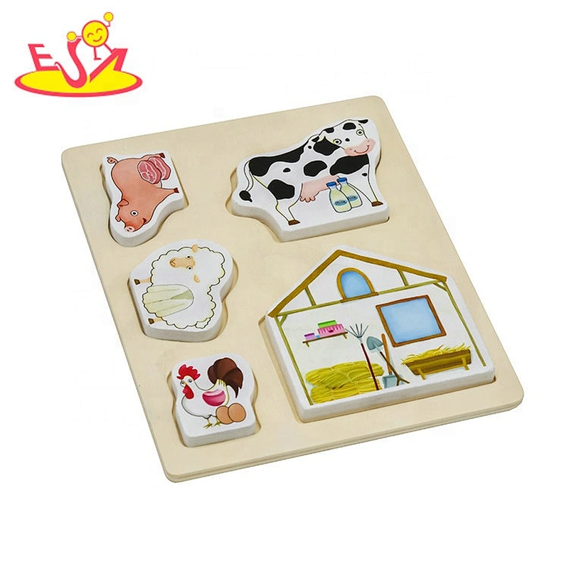 2019 wholesale educational wooden farm animals puzzle for kids W14D077