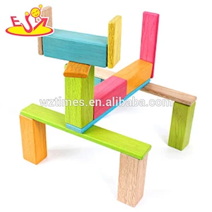 Wholesale creative diy assemble wooden magnetic tiles toy for children W03B045