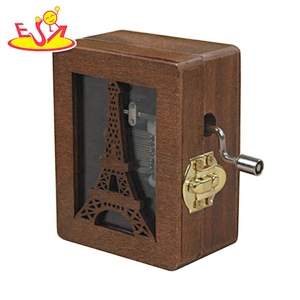 Customize vintage wooden diy hand-cranked music box for children W07B078