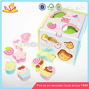 Wholesale lovely style newest wooden shape sorting blocks box toy for baby W12D020
