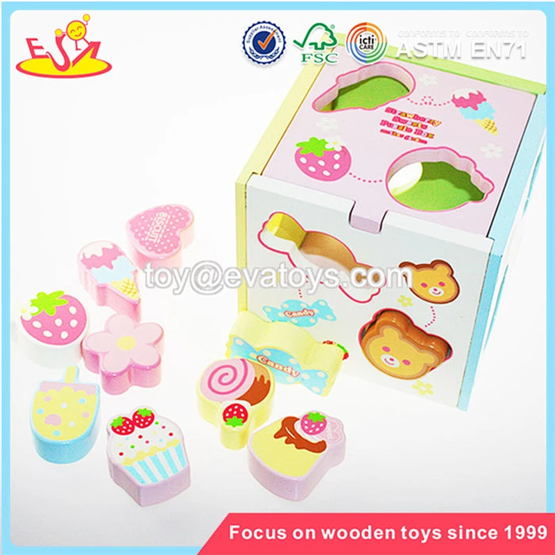 Wholesale lovely style newest wooden shape sorting blocks box toy for baby W12D020