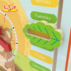 2019 New design baby wooden teaching time clock for education W09F017