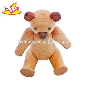 2018 Wholesale bear design activityable wooden doll toys wooden puppet toys for child W06D109