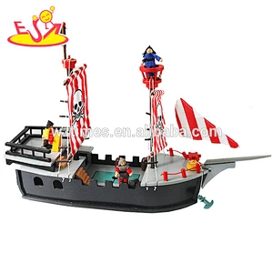 2018 Großhandel Kinder Spielzeug Holz Piratenschiff diy Jungen Holz Piratenschiff zum Verkauf