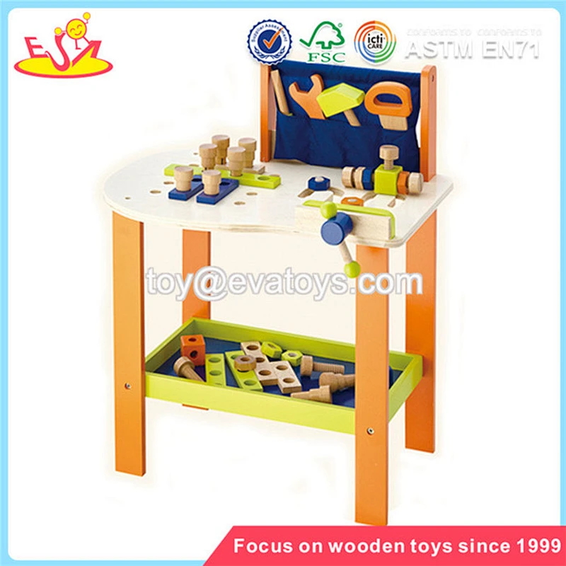 Wholesale interesting wooden tools kit toy DIY funny kids wooden tools kit workbench toy W03D031