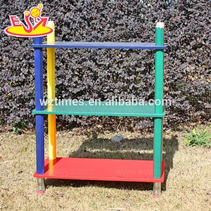 Wholesale best selling colorful wooden 3 layer book shelf for preschool W08C092